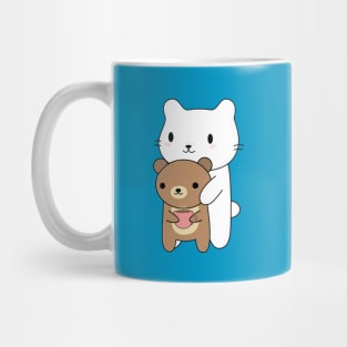 Cute Cat and Brown Bear T-Shirt Mug